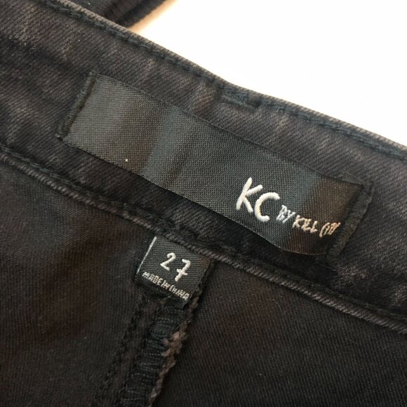 KC By Kill City Black Quilted Womens Skinny Jeans High Rise Zipper Goth Punk 27 - Picture 3 of 4